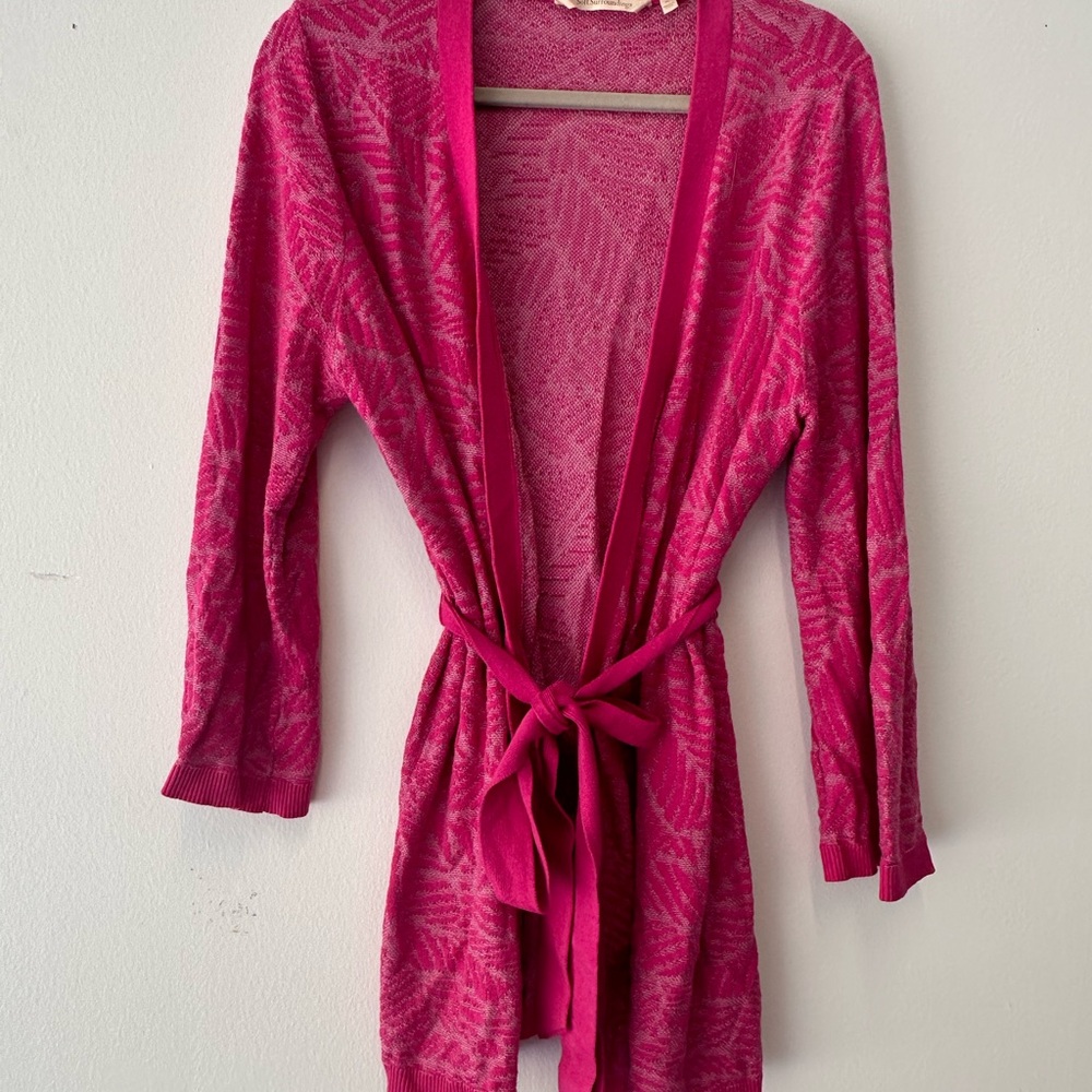 Soft Surroundings Pink Cardigan Sweater with Open Front